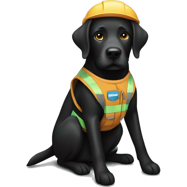 Black Labrador with service vest on emoji