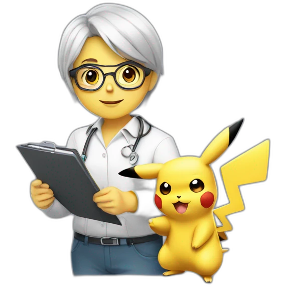 pikachu therapist with glasses and clipboard emoji