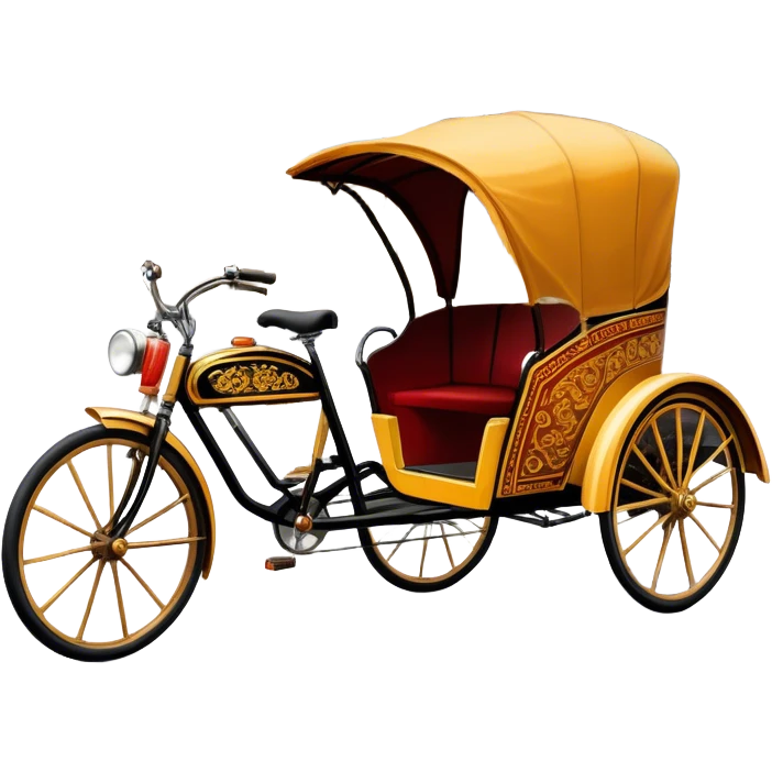 Cyclo rickshaw – Cinematic Realistic Cyclo Rickshaw, depicted as a charming, ornately painted three-wheeled cycle taxi with vintage detailing, set on bustling city streets under dynamic urban lighting that evokes cultural heritage and nostalgic charm. emoji
