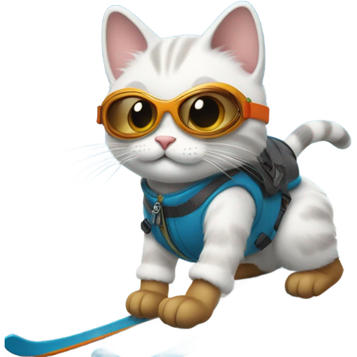 Cat skiing on clouds  emoji