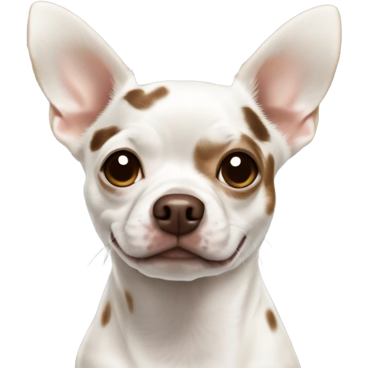 White chihuahua French bull dog mix with brown spots  emoji
