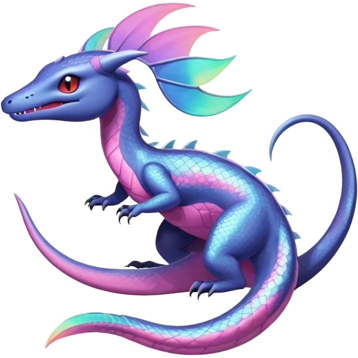 Iridescent Shiny pastel Salandit-Aurorus-Salazzle-Dragonair-Fakémon-hybrid-creature (full body)  emoji