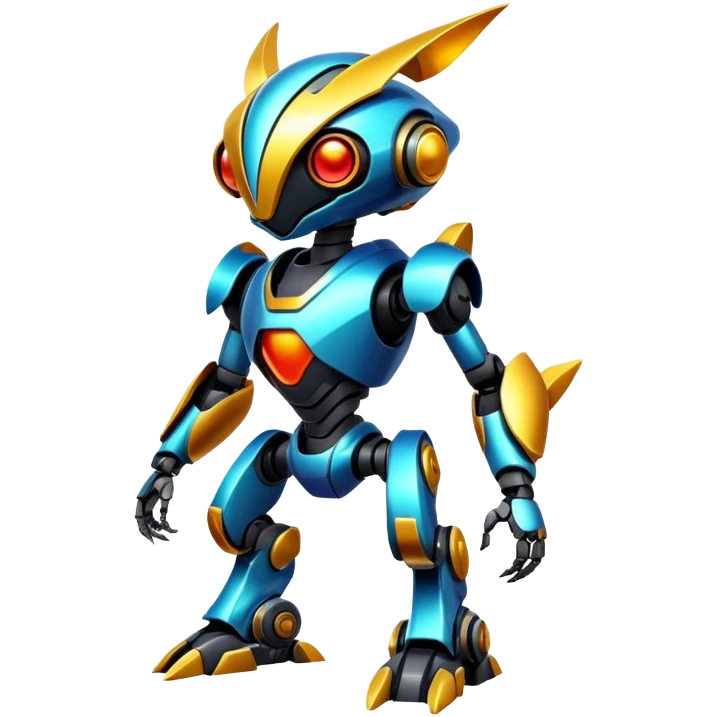 Shiny Epic Edgy Cool Colorful Vibrant Modern Futuristic Robot-Vernid-Protogen-creature-animal, full body  emoji
