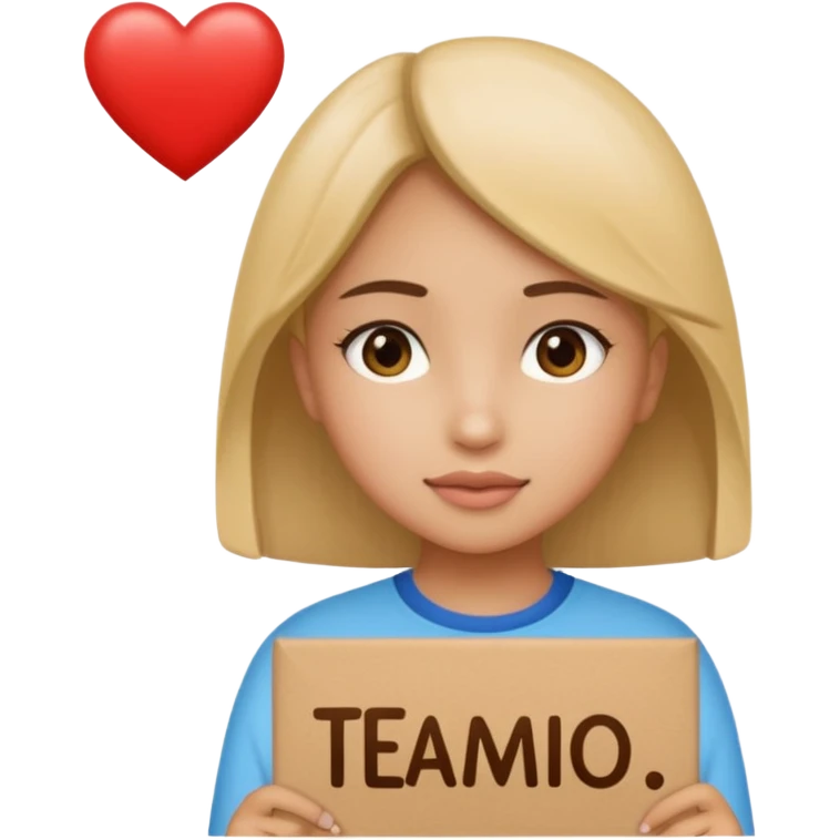 Chica con letrero que diga te amo chito emoji