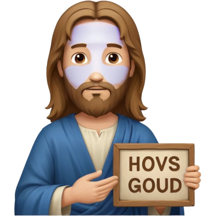Jésus avec une pancarte dans ses mains dans ses mains emoji