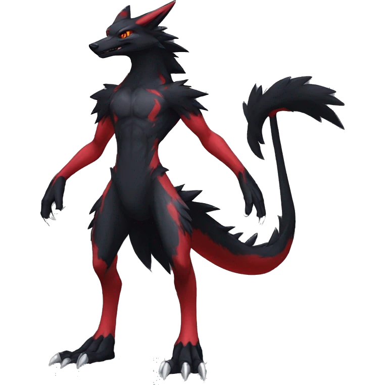 Anthro cool edgy black red nargacuga sergal animal hybrid Fakemon full body emoji