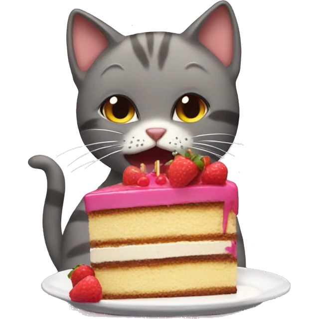 Cat eating cake emoji