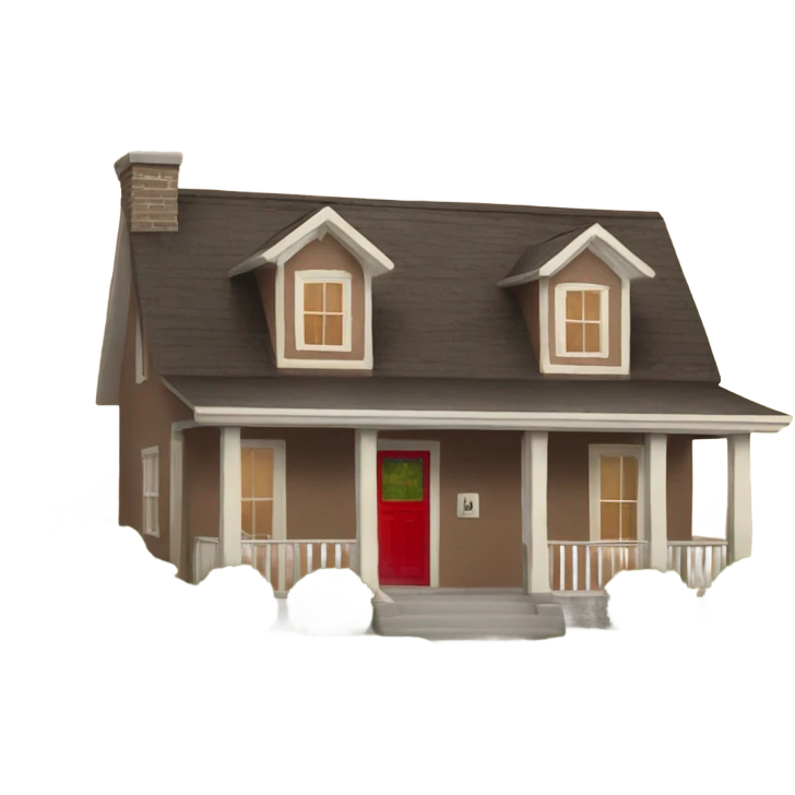 Brown colored ranch style house with a red  front door  emoji