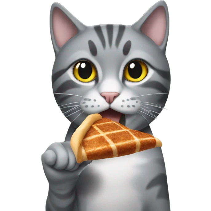 grey cat eating wingstop emoji