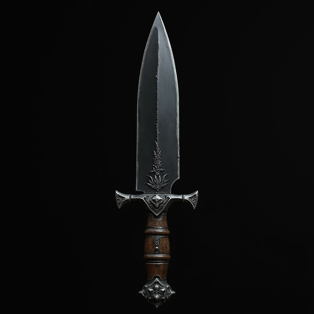 realistic gothic knife, black blade, photorealistic style, no background emoji