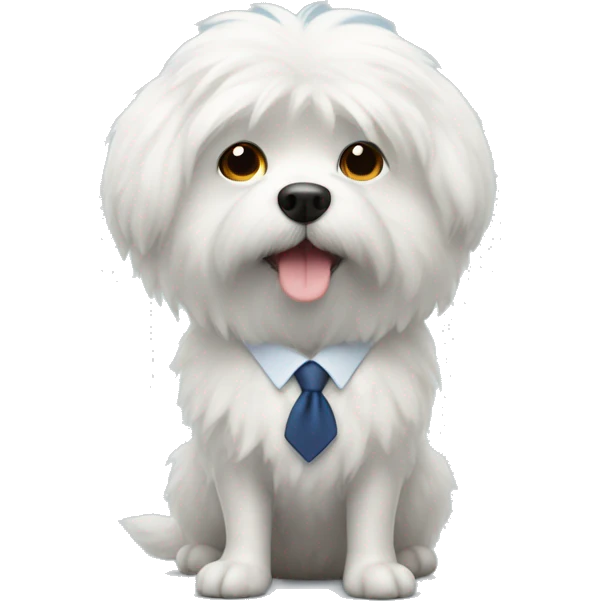 small whit fluffy dog doing taxes emoji