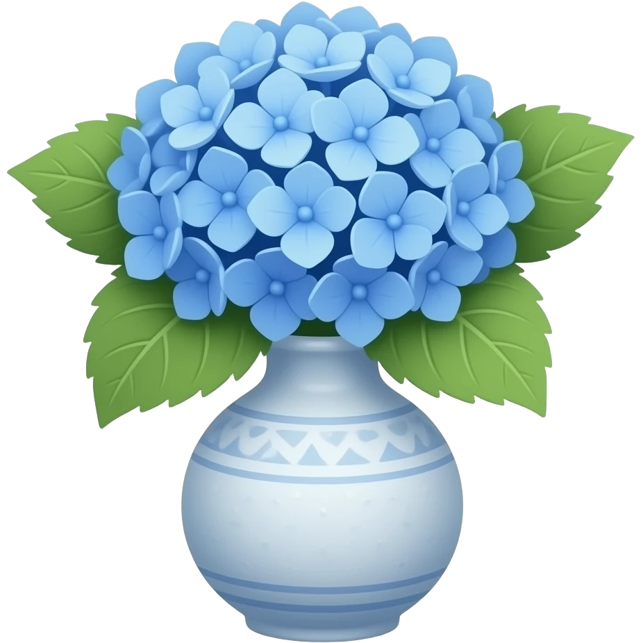 vintage ceramic vase with blue hydrangeas emoji