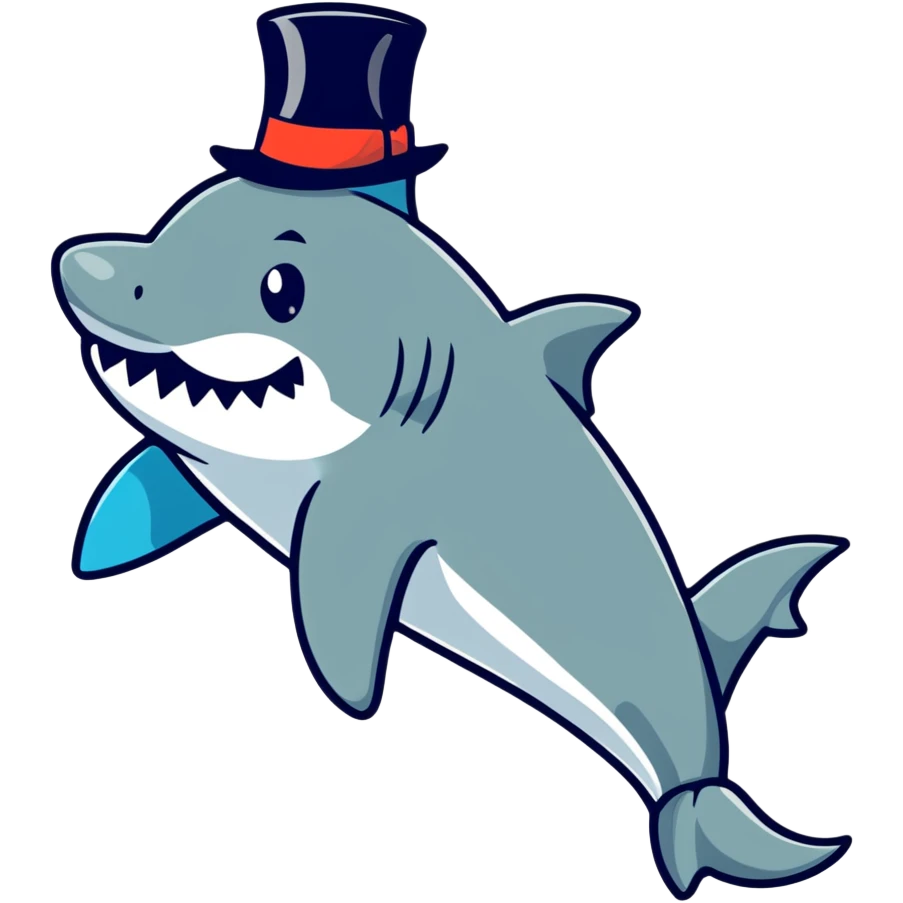 Shark with a top hat emoji