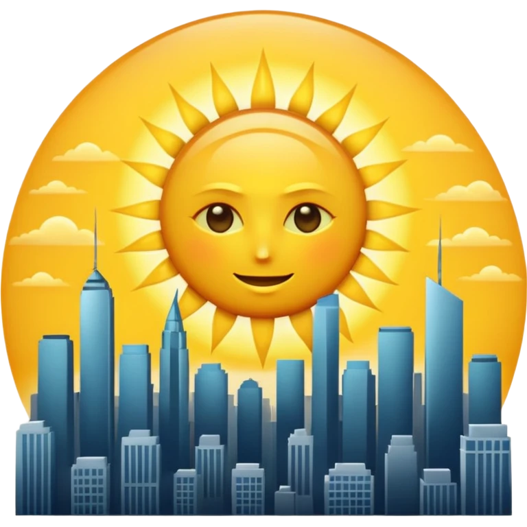 A SHINING AND RADIANT SUN WITHOUT FACE END WITH CITY OR WAVES emoji