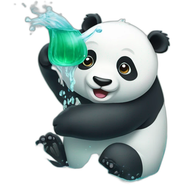 Un panda qui boit de l'eau verte  emoji