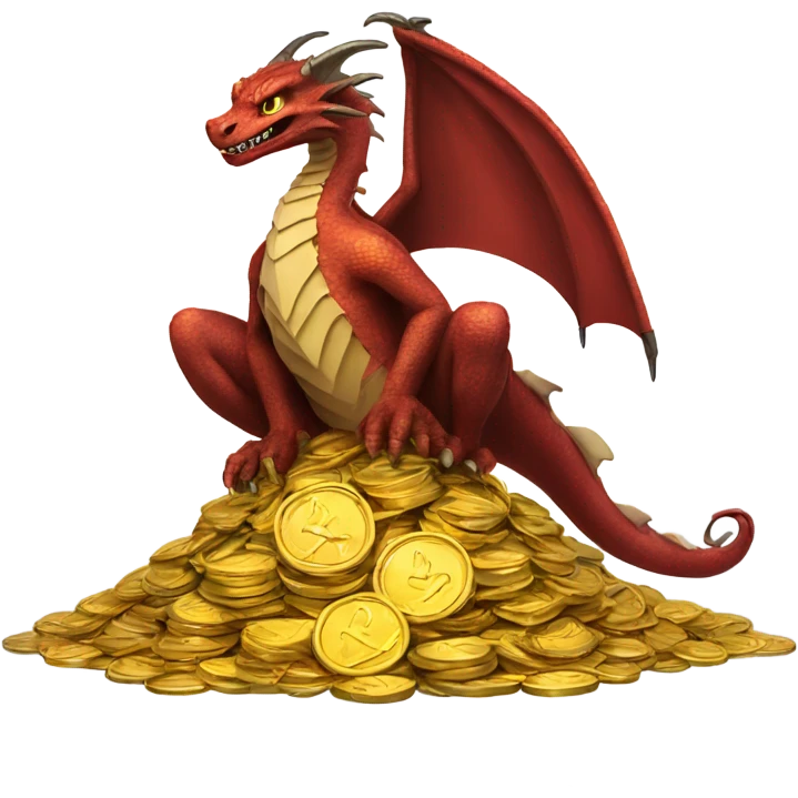 smaug sitting on a pile of gold coins emoji