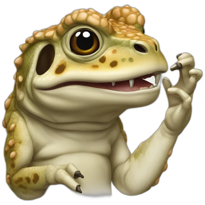 bufo mewing with finger to jaw emoji