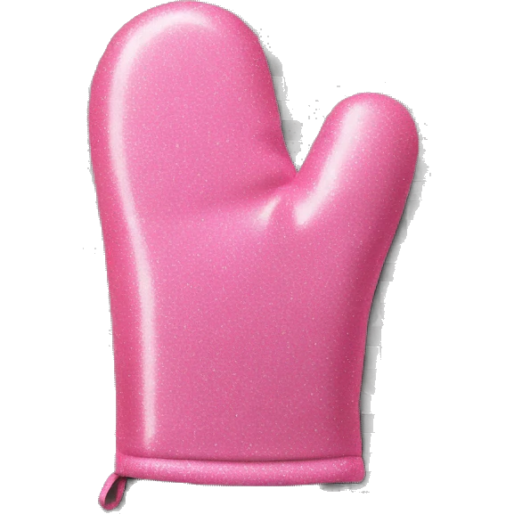 Realistic pink glitter oven mitt isolated  emoji