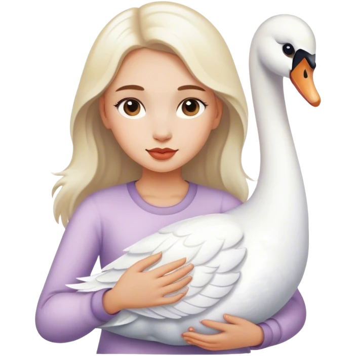 Girl holding swan  emoji