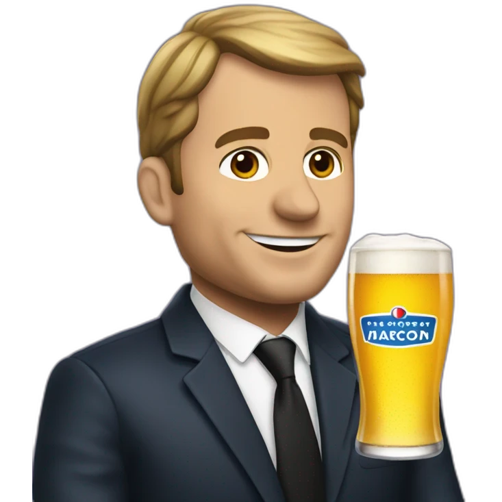 Macron drink beer emoji