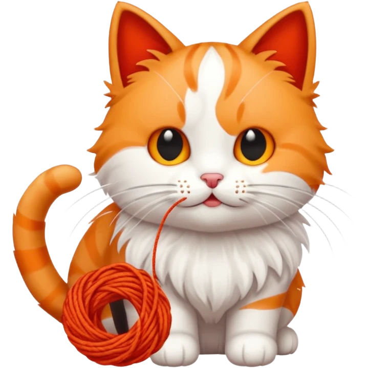 cat playing red thread  emoji