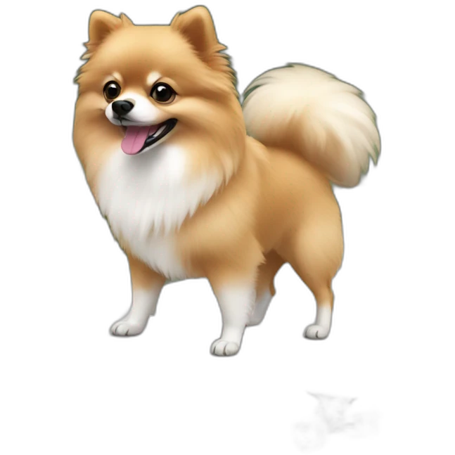 white brown pomeranian on a skateboard emoji
