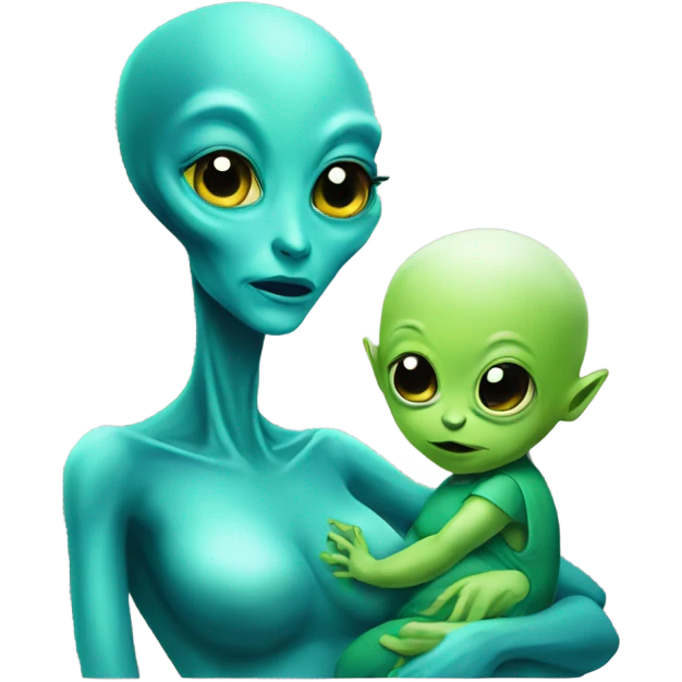Mommy alien and baby alien  emoji