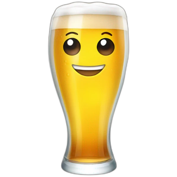 Smiling cute glass of beer emoji with eyes emoji