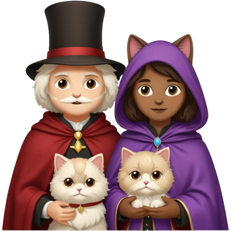 magician couple and their pet cat emoji