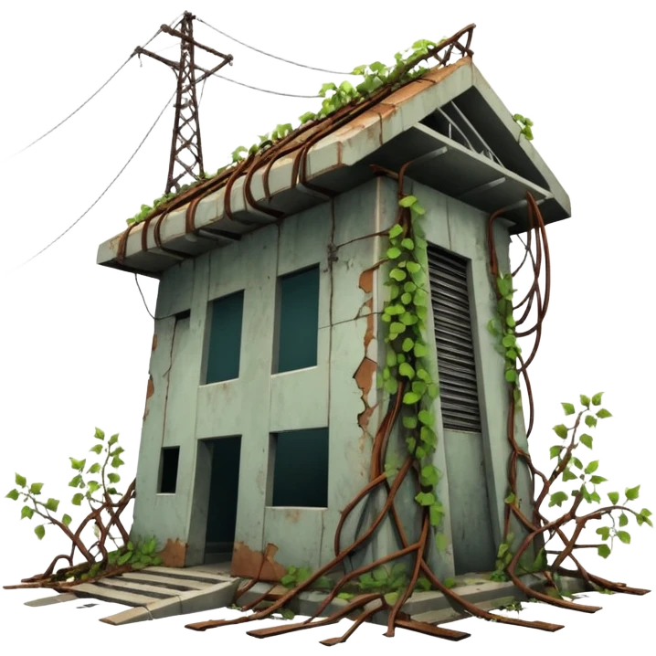 a collapsed substation during the apocalypse emoji