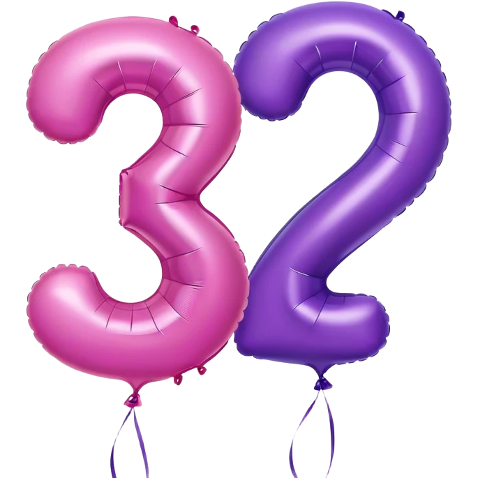 Pink balloon with a 2 on it and a purple balloon with a 3 on it emoji