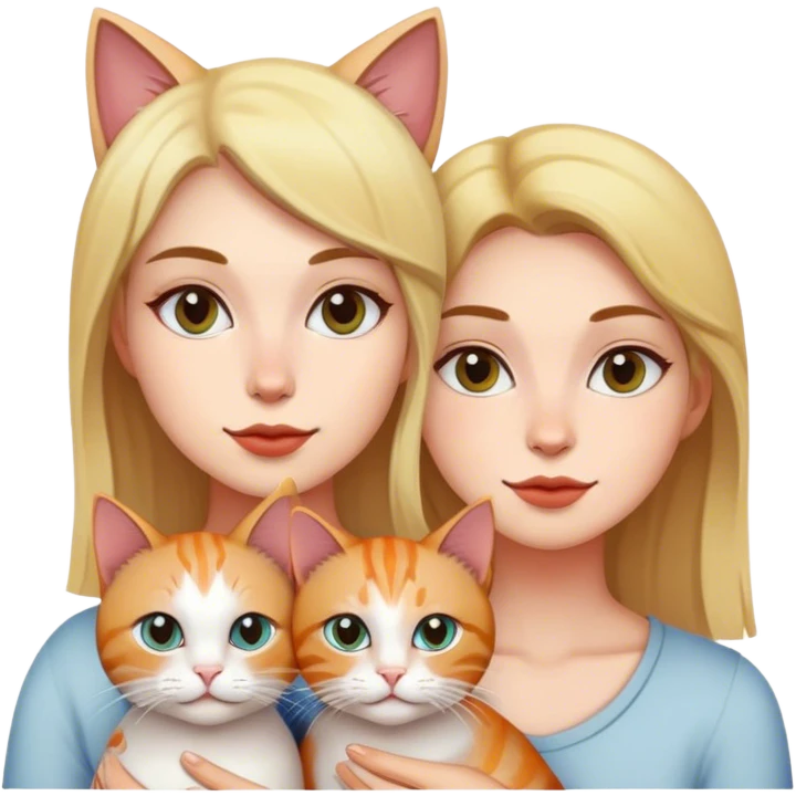 two woman with cat emoji