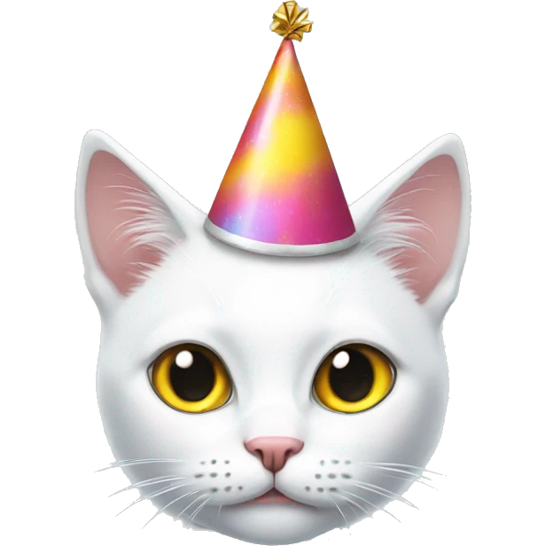 whiteCat with a party hat emoji