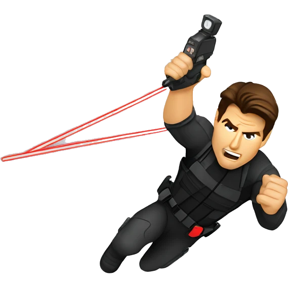 Tom cruise mission impossible on cable dropping into lasers emoji