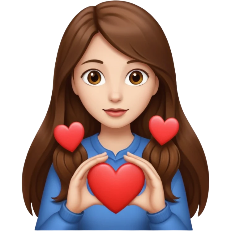 Make her hold a love heart ,long hair emoji