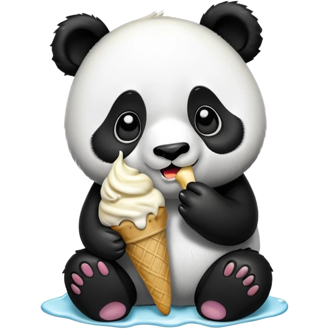 Panda eating ice cream emoji