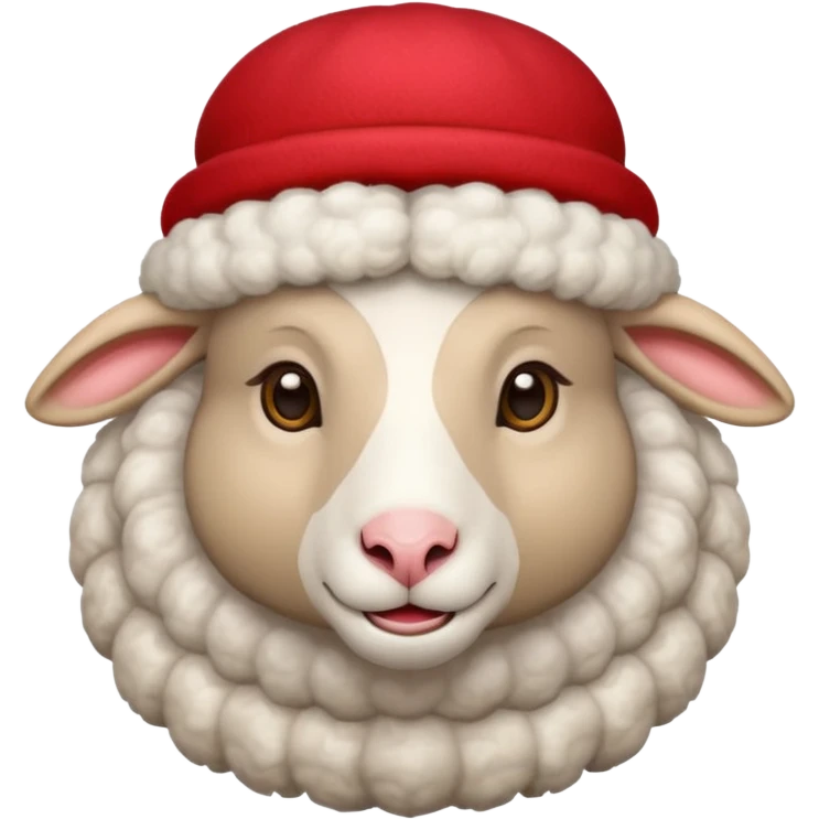 Sheep wear a red hat emoji