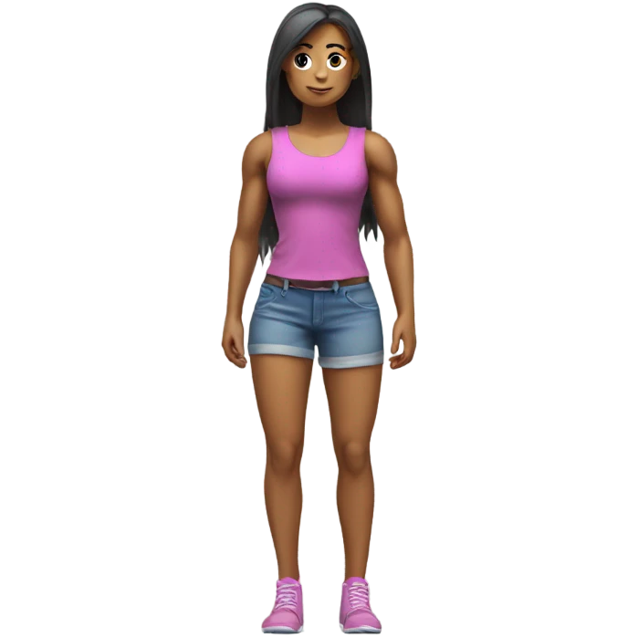 girl muscle full body 3d emoji