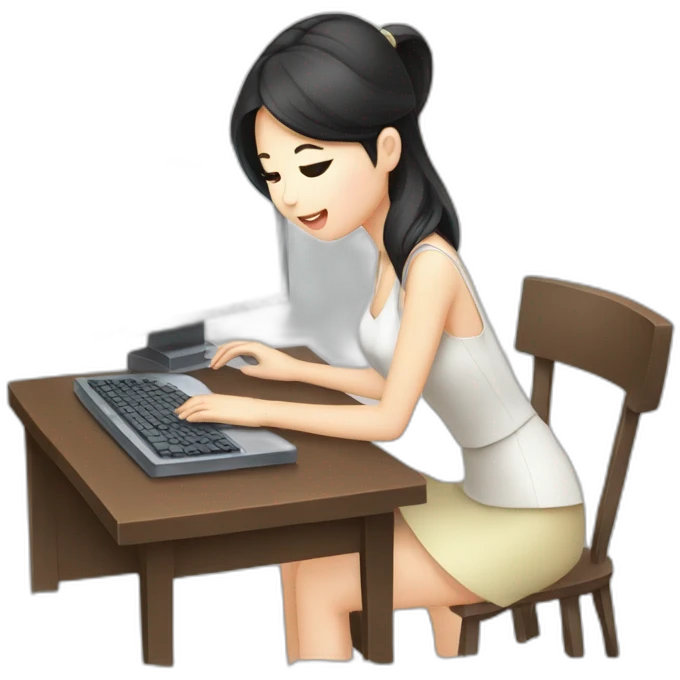 asia-girl-beautiful-typing-on-computer-busy emoji