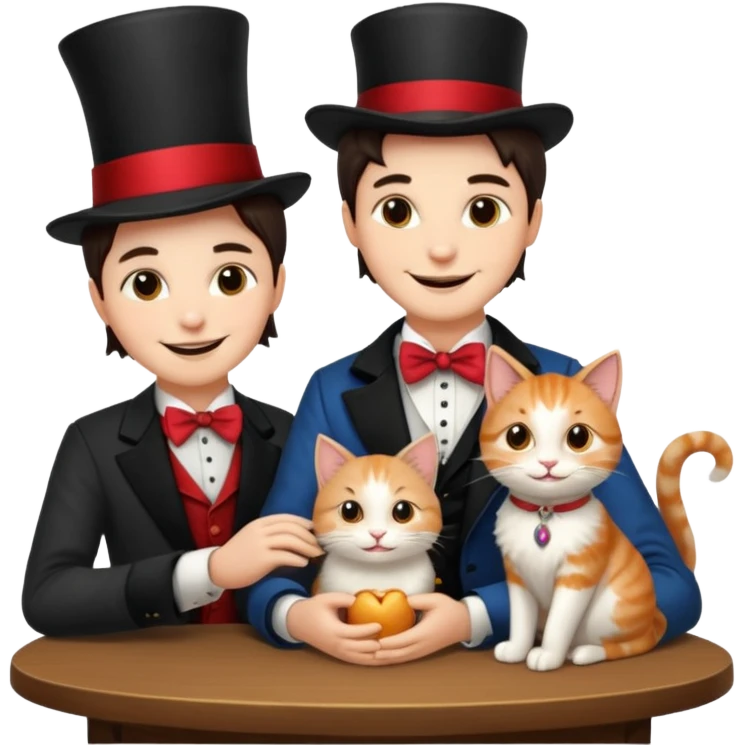 magician couple and their pet cat emoji