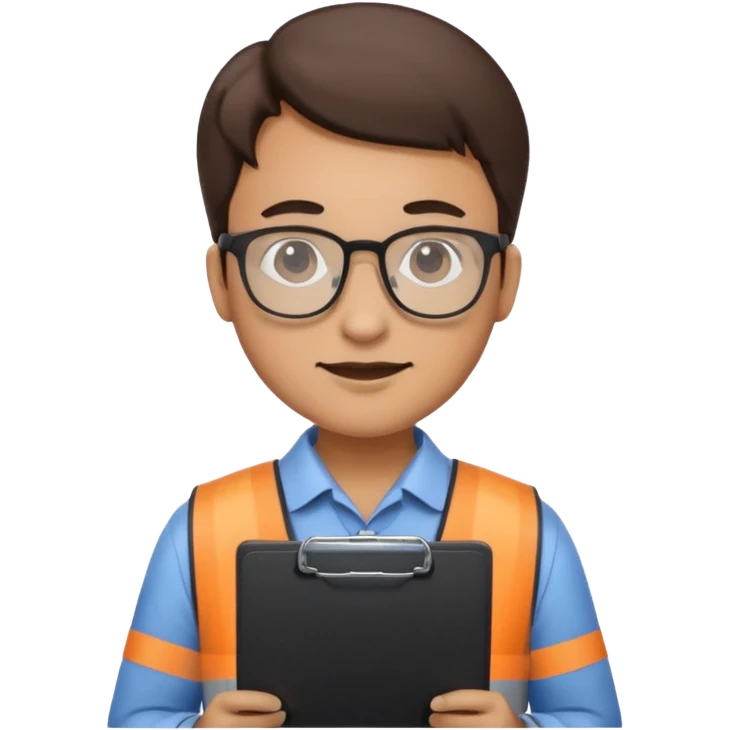 engineer standing with clipboard emoji