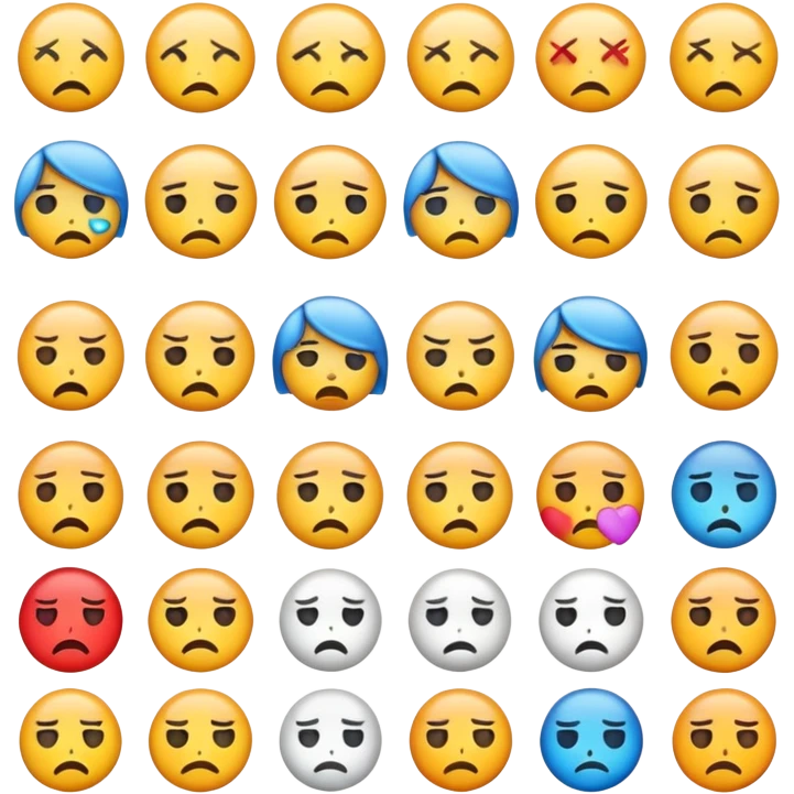 Generate 50 different sad emojis emoji