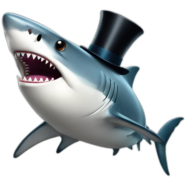 Shark with a top hat emoji
