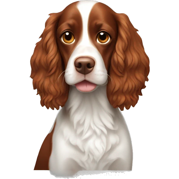 Red and white french britanny spaniel dog emoji