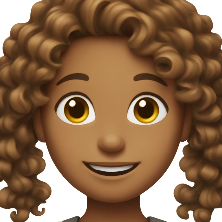 Happy girl with pretty brown curls  emoji