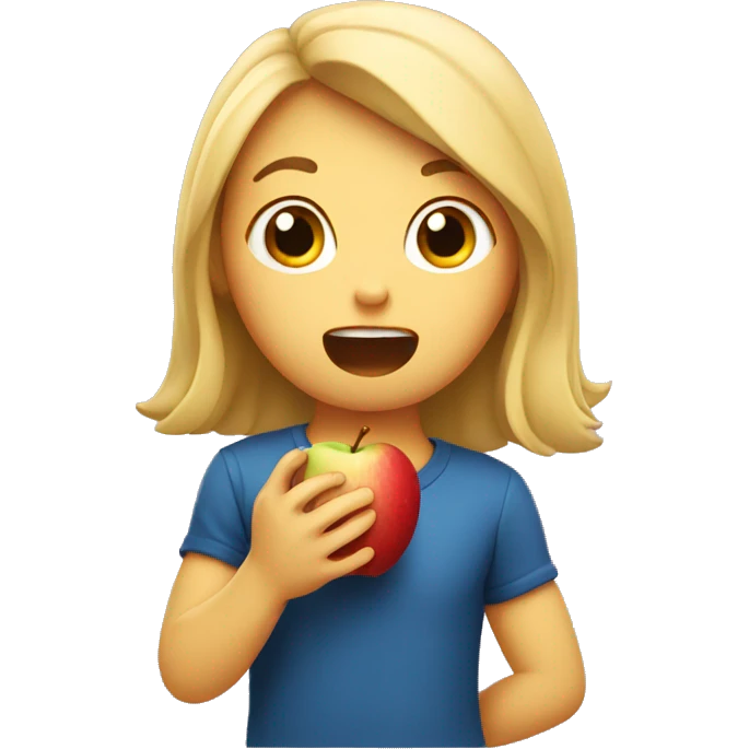 Hadley eating apple emoji