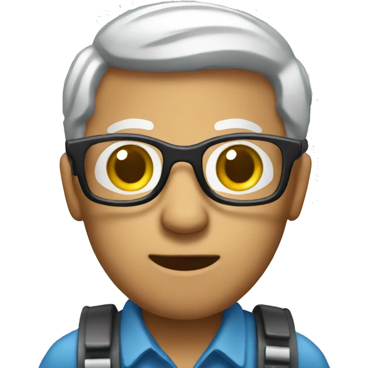 Man with glasses holding a walker talkie emoji