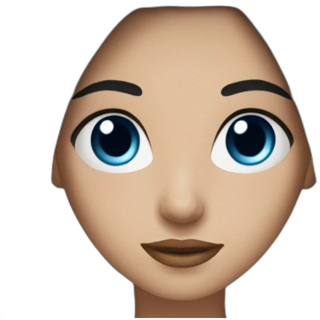 woman with black hairs and blue eyes emoji