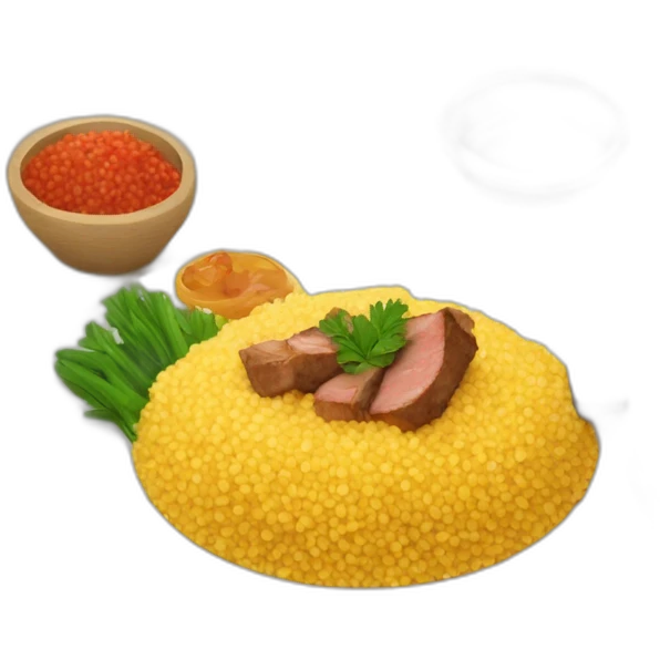 Meal of couscous with meat emoji