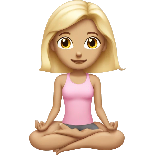 blonde yoga girl light pink clothes n emoji